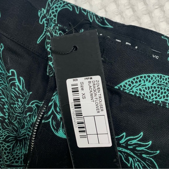 Size extra small, black and mint motel brand dragon pants. - Picture 9 of 9